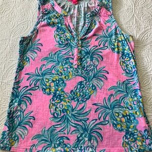 Lilly Pulitzer Pink and Blue Smocked Top